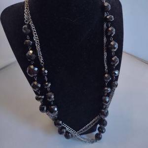 Black Chain and  Hexagon Beads Necklace